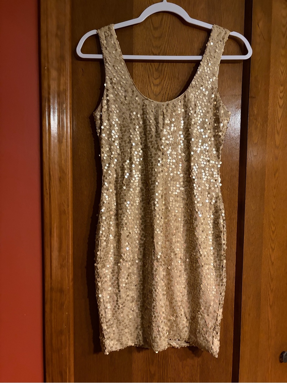 Y2K Gold Sequin Scoop Neck Women's Dress
